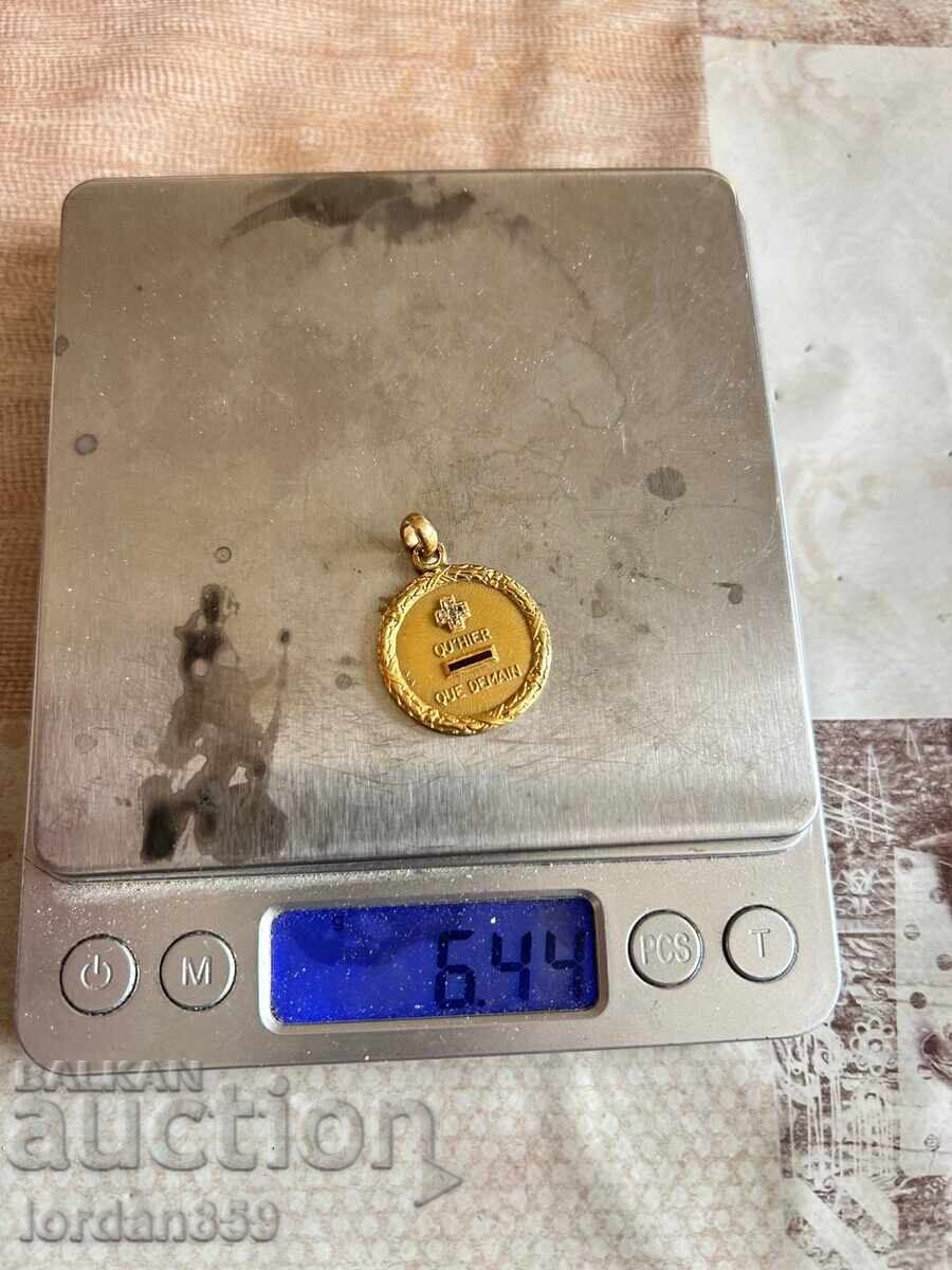 Аукцион Рядък любовен медальон Арт Деко злато 750 с диаманти!!!