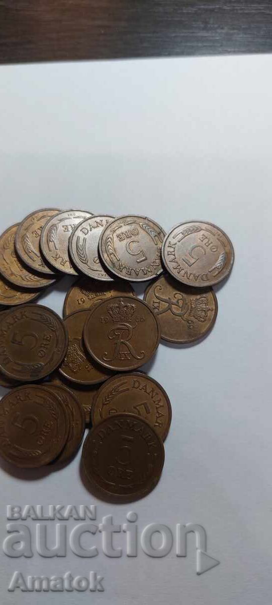 5 Øre Regatul Danemarcei 21 bucăți - 5 5 Øre Regatul Danemarcei 21 bucăți - 5