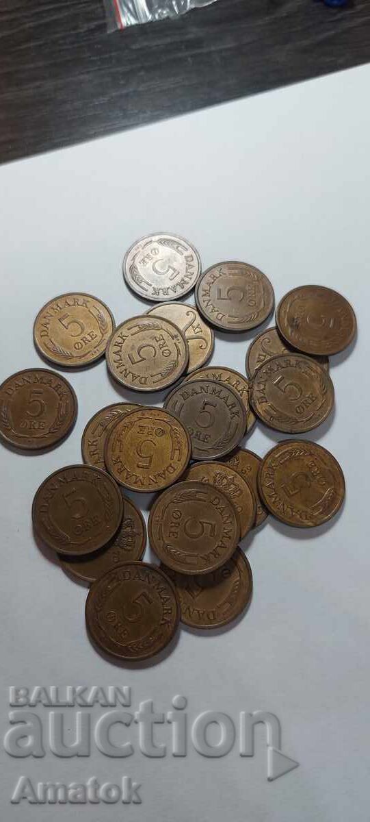 5 Øre Regatul Danemarcei 21 bucăți - 7 5 Øre Regatul Danemarcei 21 bucăți - 7