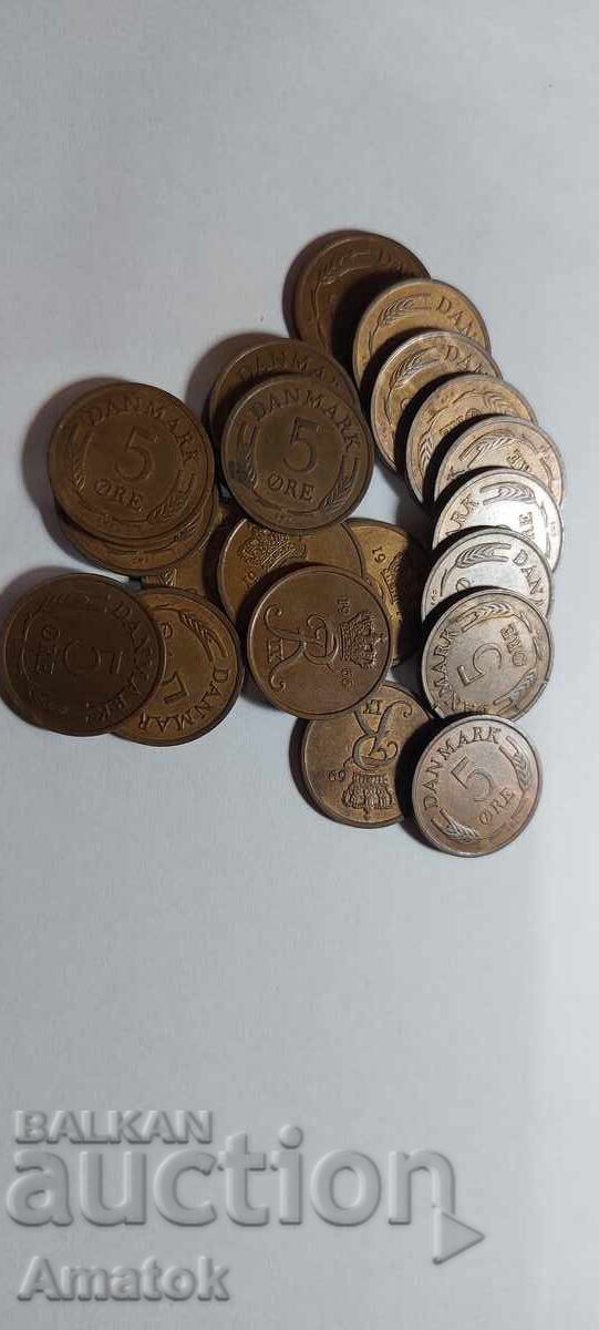 5 Øre Regatul Danemarcei 21 bucăți 5 Øre Regatul Danemarcei 21 bucăți