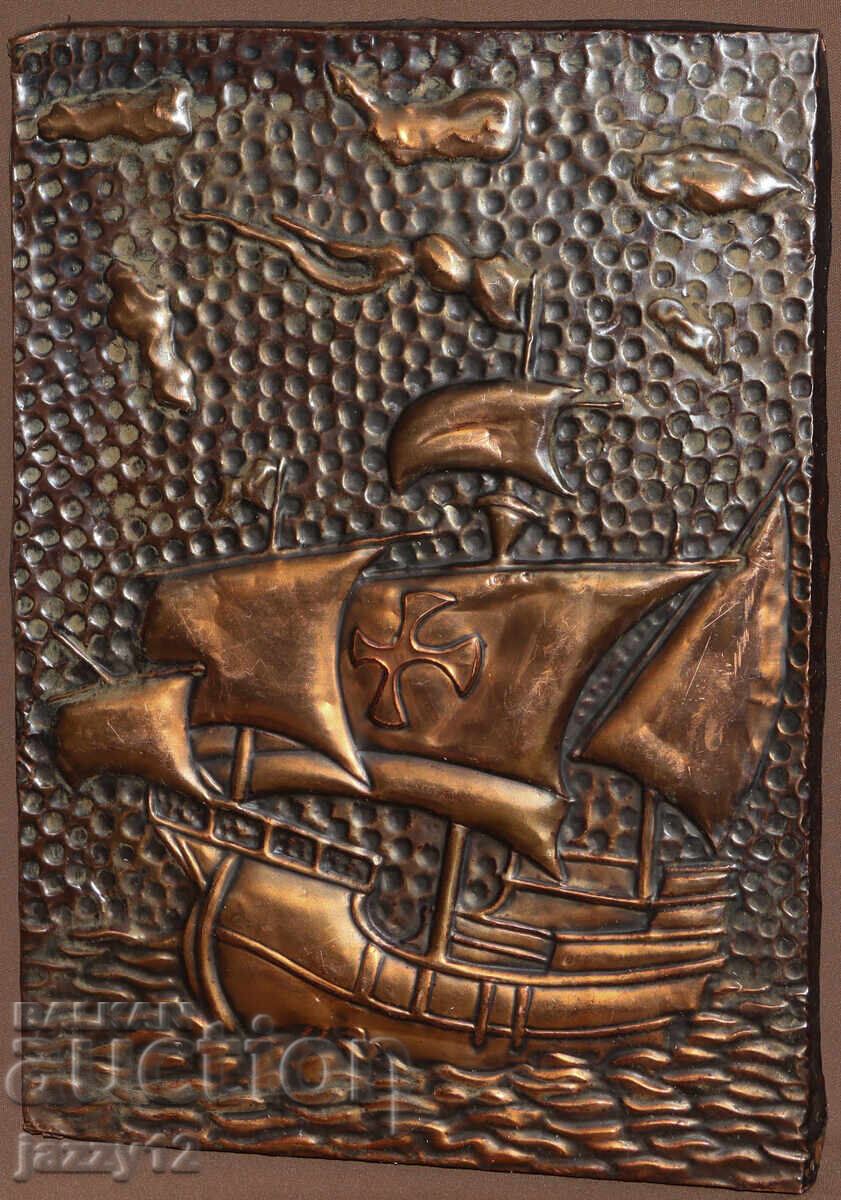 Παράδοση Πλακέτα πάνελ μεταλλοπλαστική χαλκός Ισπανική γαλέρα Παράδοση Πλακέτα πάνελ μεταλλοπλαστική χαλκός Ισπανική γαλέρα