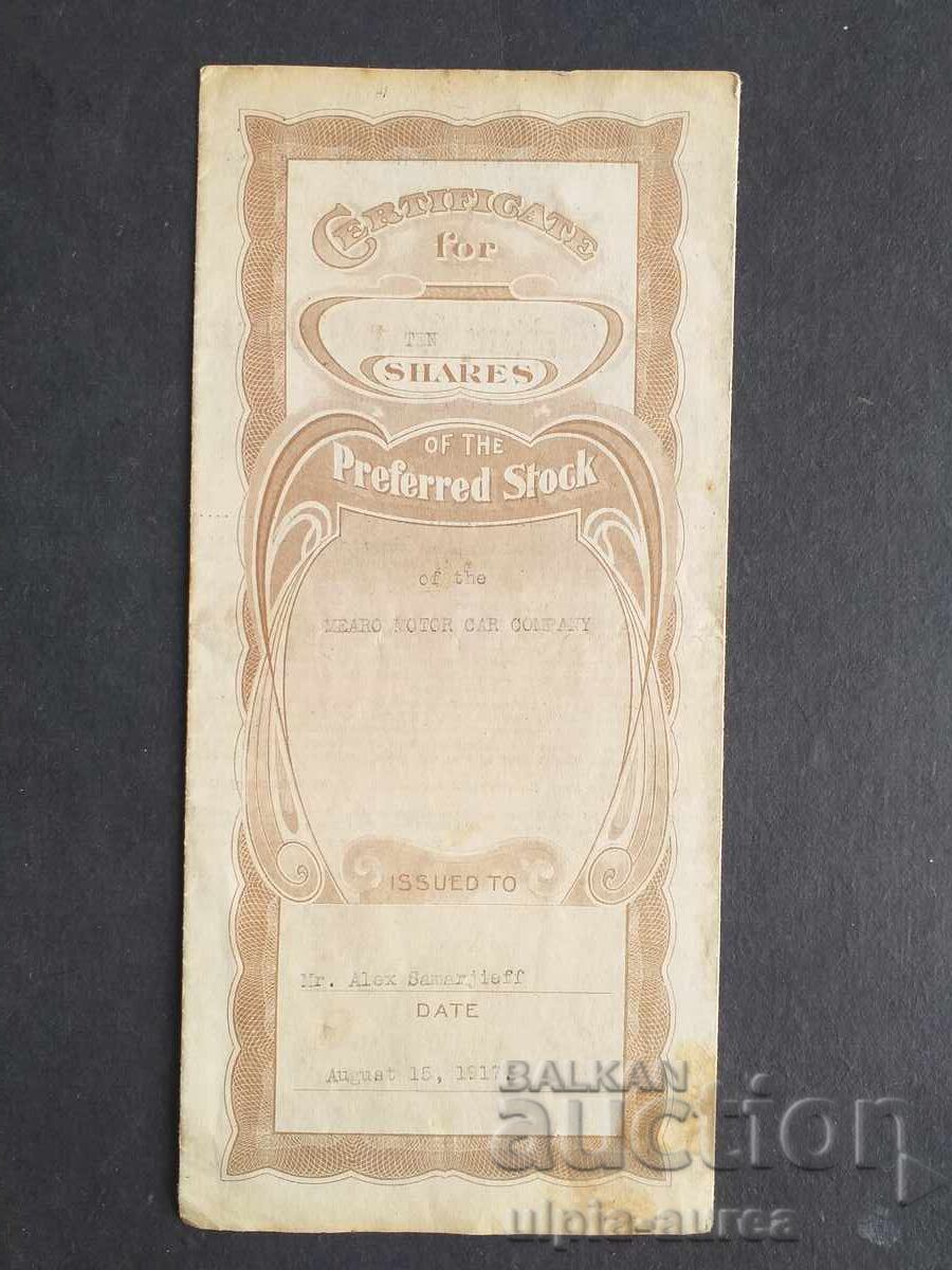 1916 MEARO MOTOR CAR COMPANY Old American Stock from 1 - 5