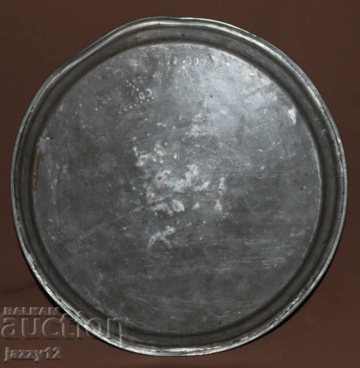 Farfurie tavă veche de cupru cositorit 1935 - 7