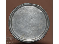 Farfurie tavă veche de cupru cositorit 1935