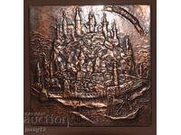 Plachetă decorativă panou metaloplastică cupru Belgrad