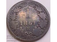 Hungary 1 Kreuzer 1861 E -Carlsburg Transylvania ΣΠΑΝΙΟ