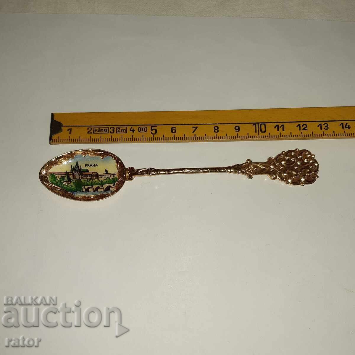 Licitație Linguriță veche de suvenir elegantă cu email - PRAGA