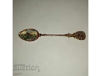 Elegant old souvenir spoon with enamel - PRAGUE