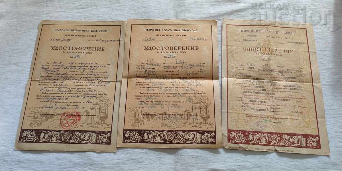 CERTIFICATE FOR CIVIL MARRIAGE 195.. (year) LOT OF 5 PIECES with price 7.00 BGN | € 3.58