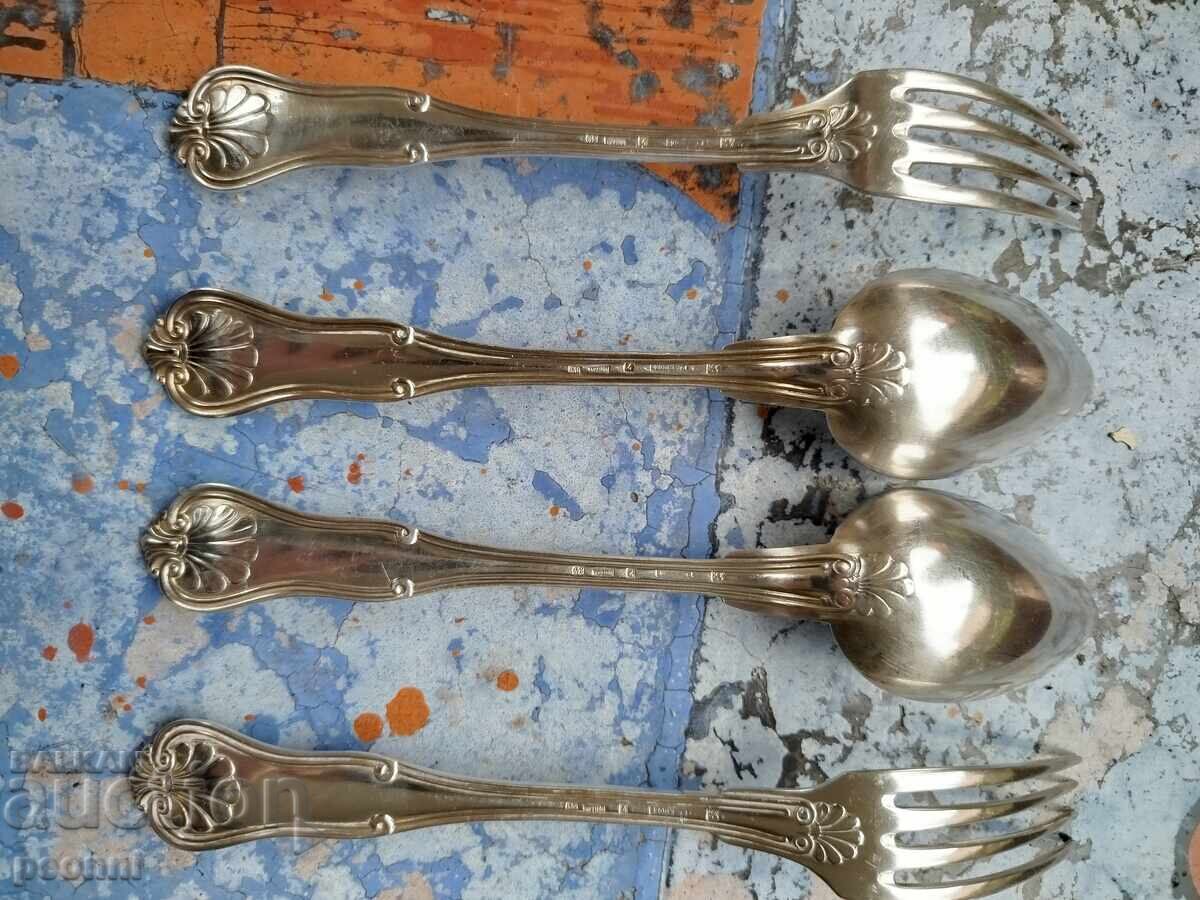 Παράδοση Παλιά γαλλικά ασημένια μαχαιροπήρουνα