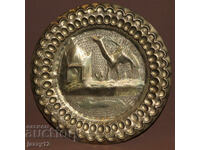 Farfurie din alamă, panou decorativ de perete, motive arabe