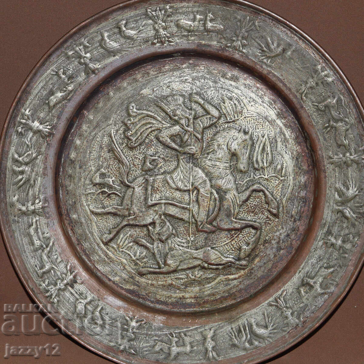 Медна чиния пано стенна украса ловни мотиви с цена 190.00 лв. | € 97.15