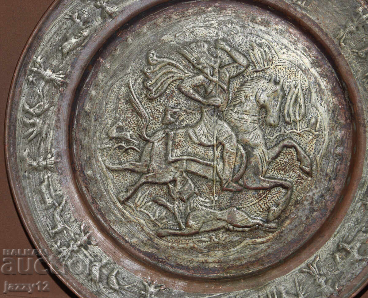 Медна чиния пано стенна украса ловни мотиви - 5