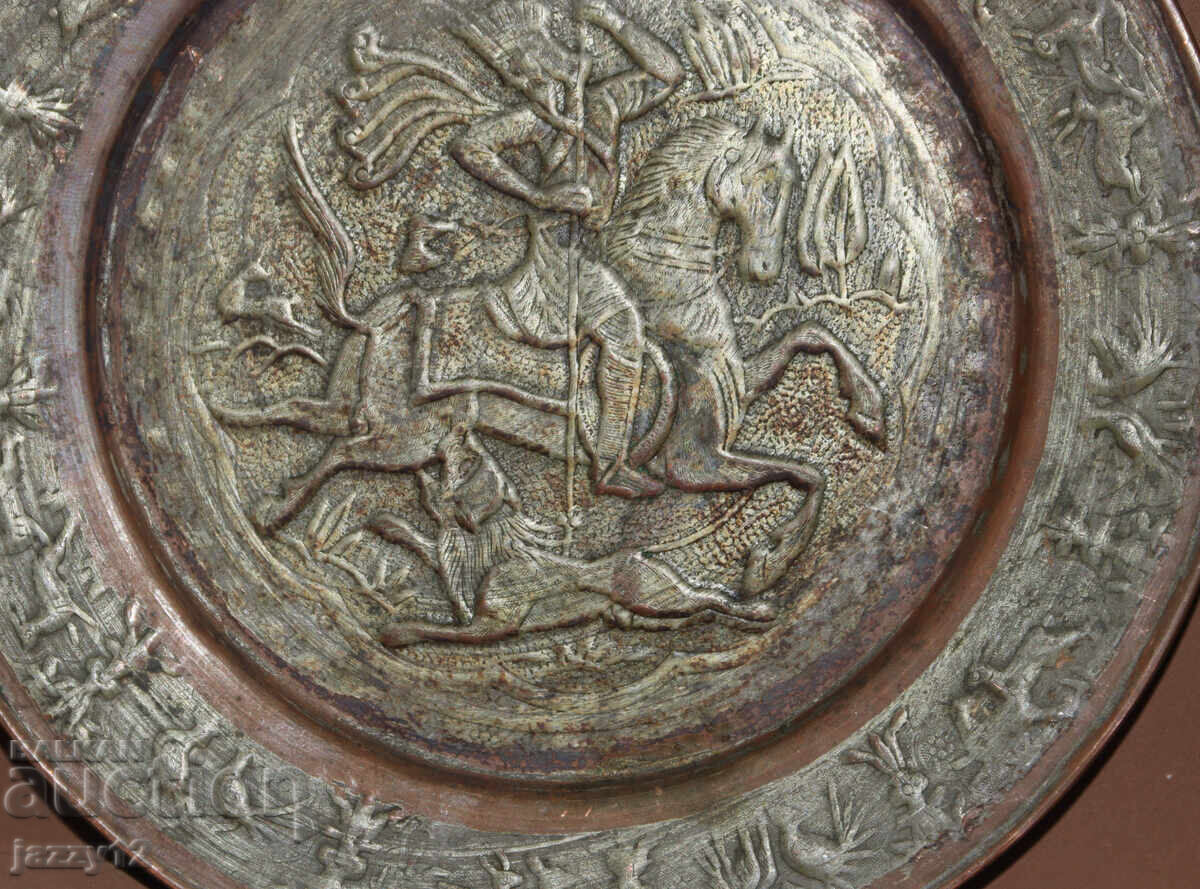 Медна чиния пано стенна украса ловни мотиви - 6