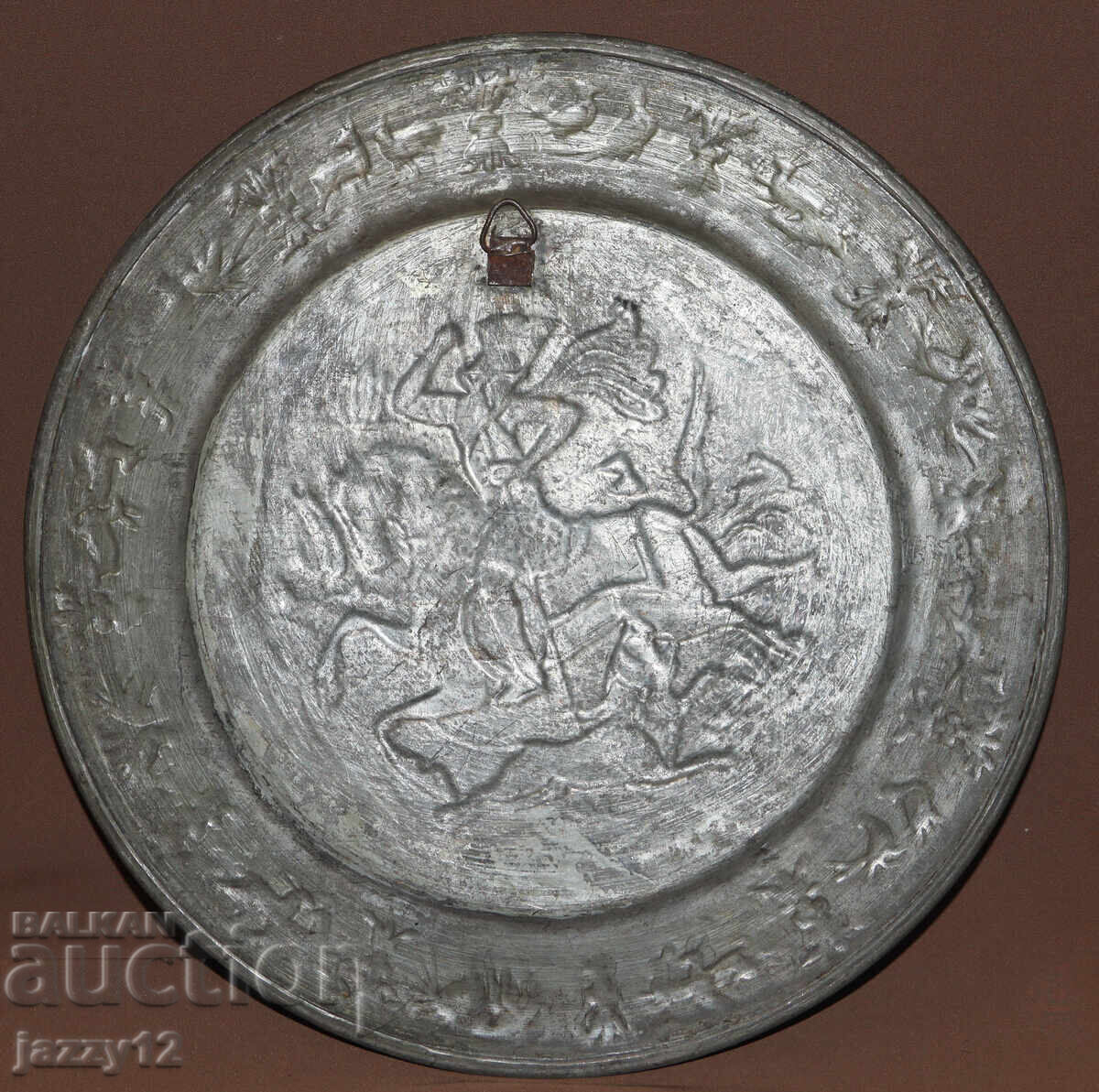 Медна чиния пано стенна украса ловни мотиви - 7