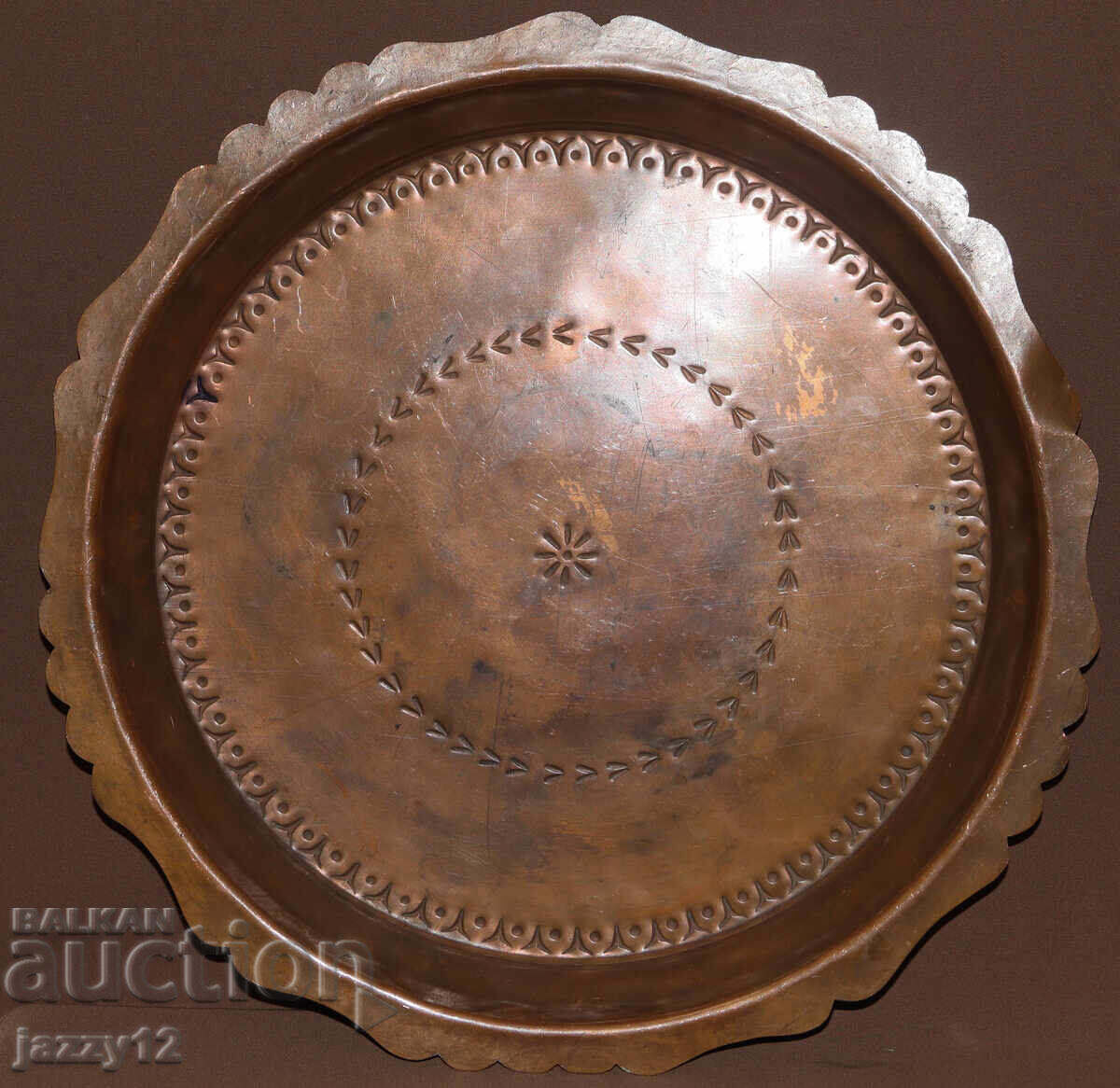 Old traditional copper tray platter with price 180.00 BGN | € 92.03