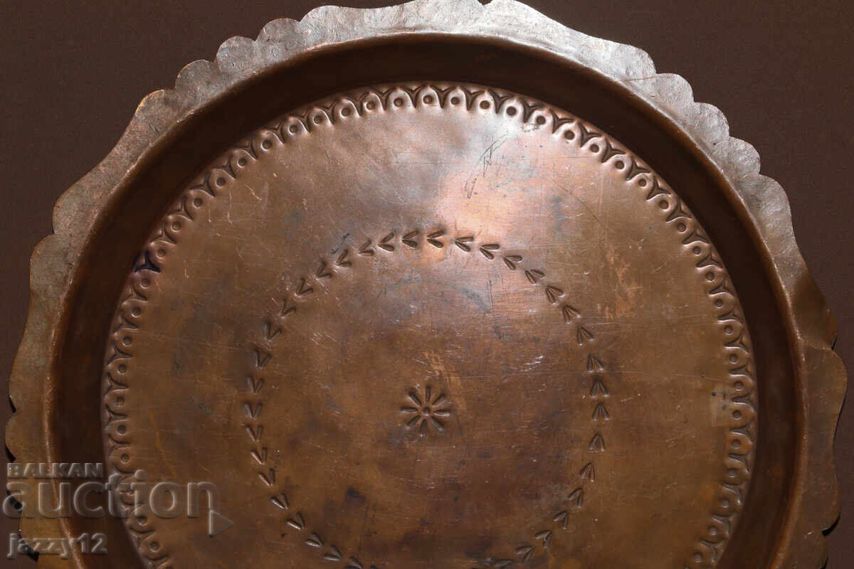 Old traditional copper tray platter - 5