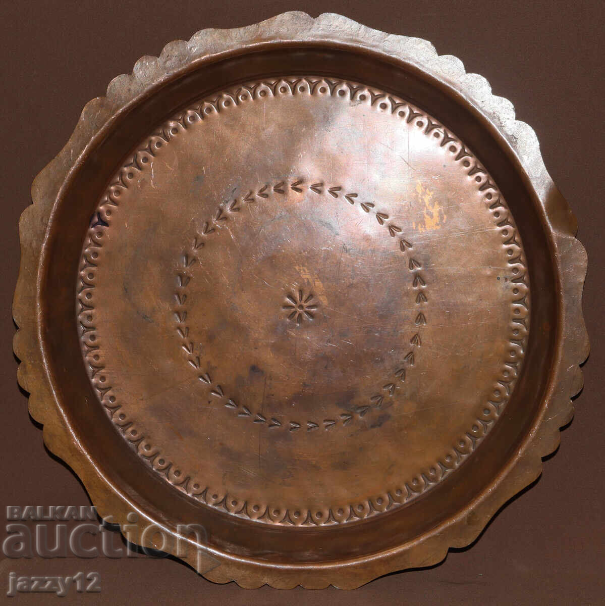 Old traditional copper tray platter
