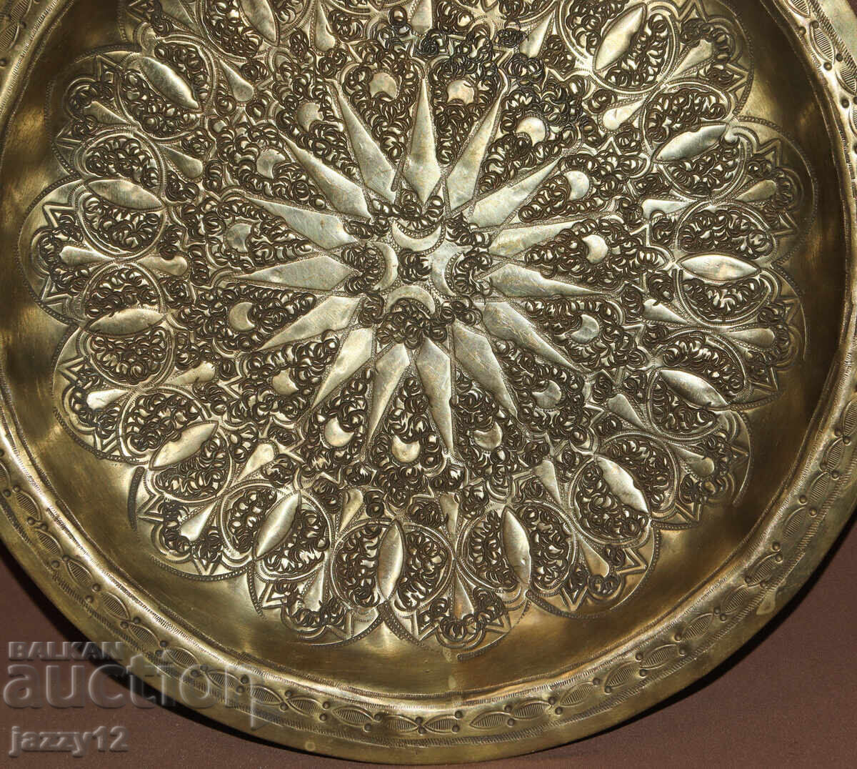 Стара месингова чиния пано стенна украса ислямски мотиви - 5