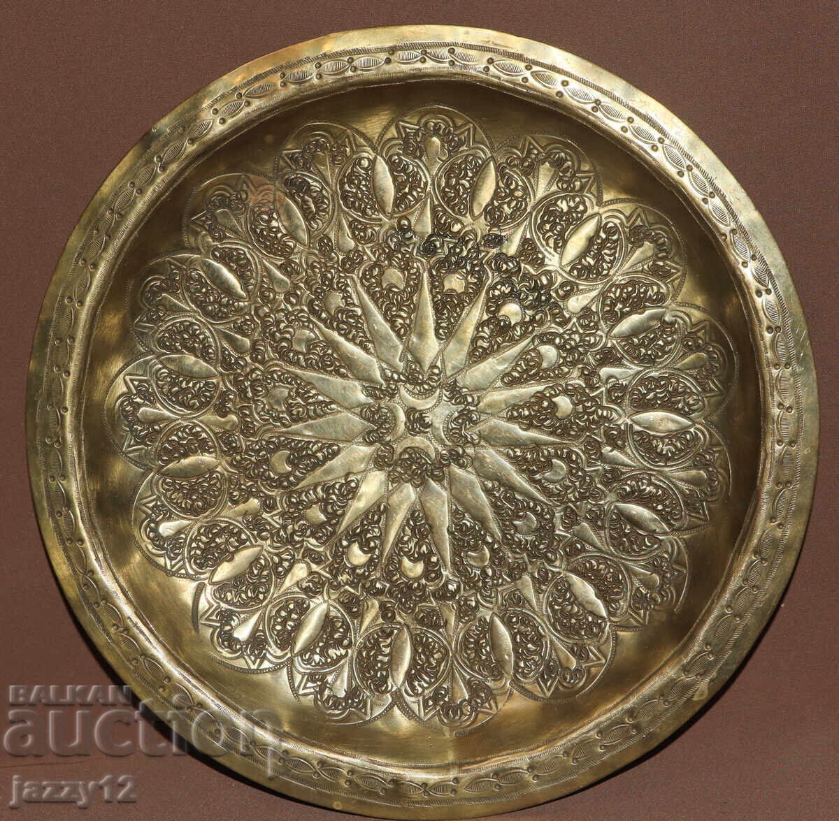 Стара месингова чиния пано стенна украса ислямски мотиви