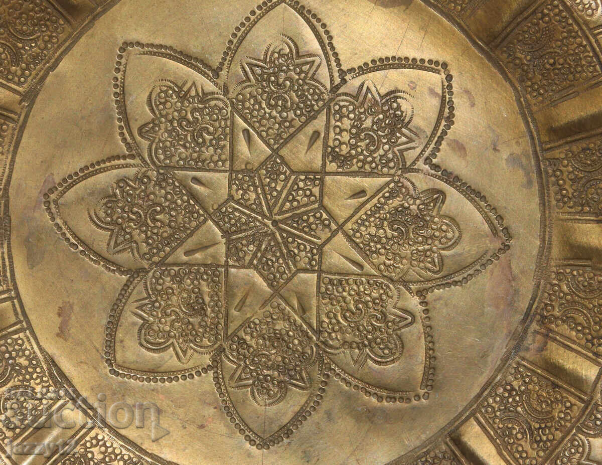 Veche farfurie din alamă, panou, decorațiune de perete, motive islamice - 5 Veche farfurie din alamă, panou, decorațiune de perete, motive islamice - 5
