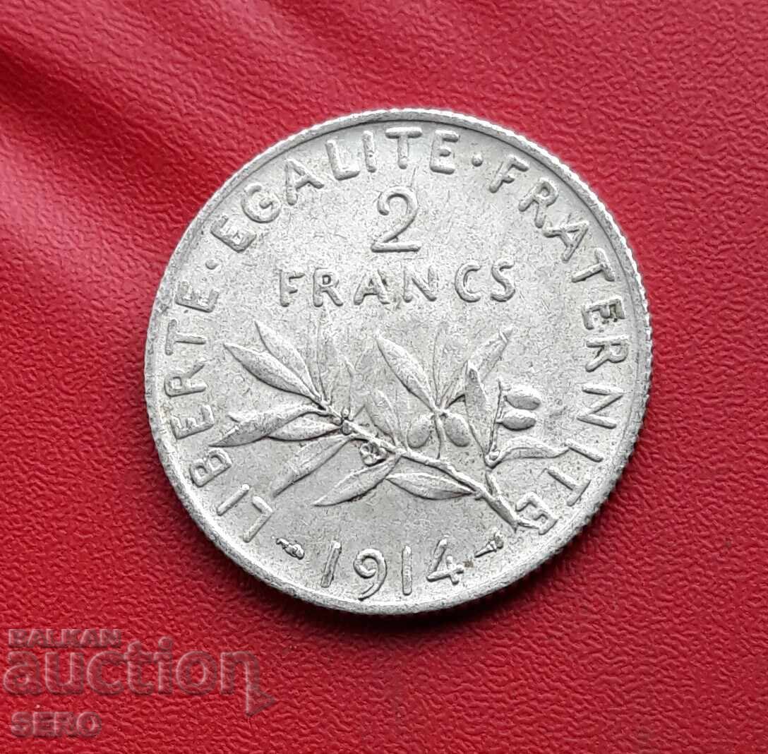 Franța - 2 franci 1914 - argint