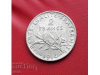 Franța - 2 franci 1914 - argint