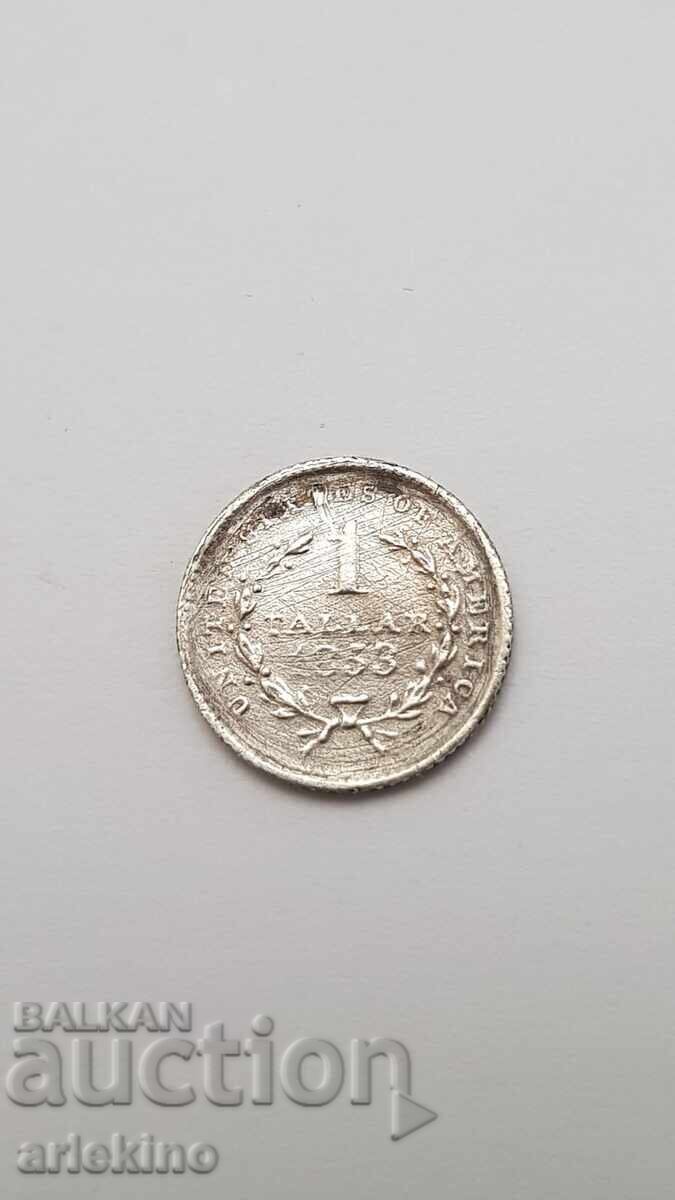 Συλλεκτικό ασημένιο νόμισμα 1 Τάλερ 1853 Αμερική - USA