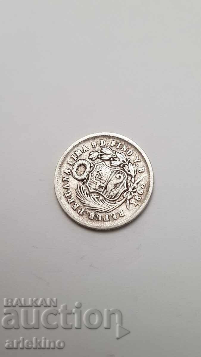 Δημοπρασία Συλλεκτικό ασημένιο νόμισμα 1 δινέρο 1866 Περού Λίμα