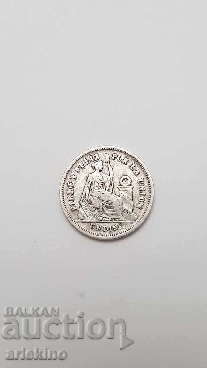 Παράδοση Συλλεκτικό ασημένιο νόμισμα 1 δινέρο 1866 Περού Λίμα