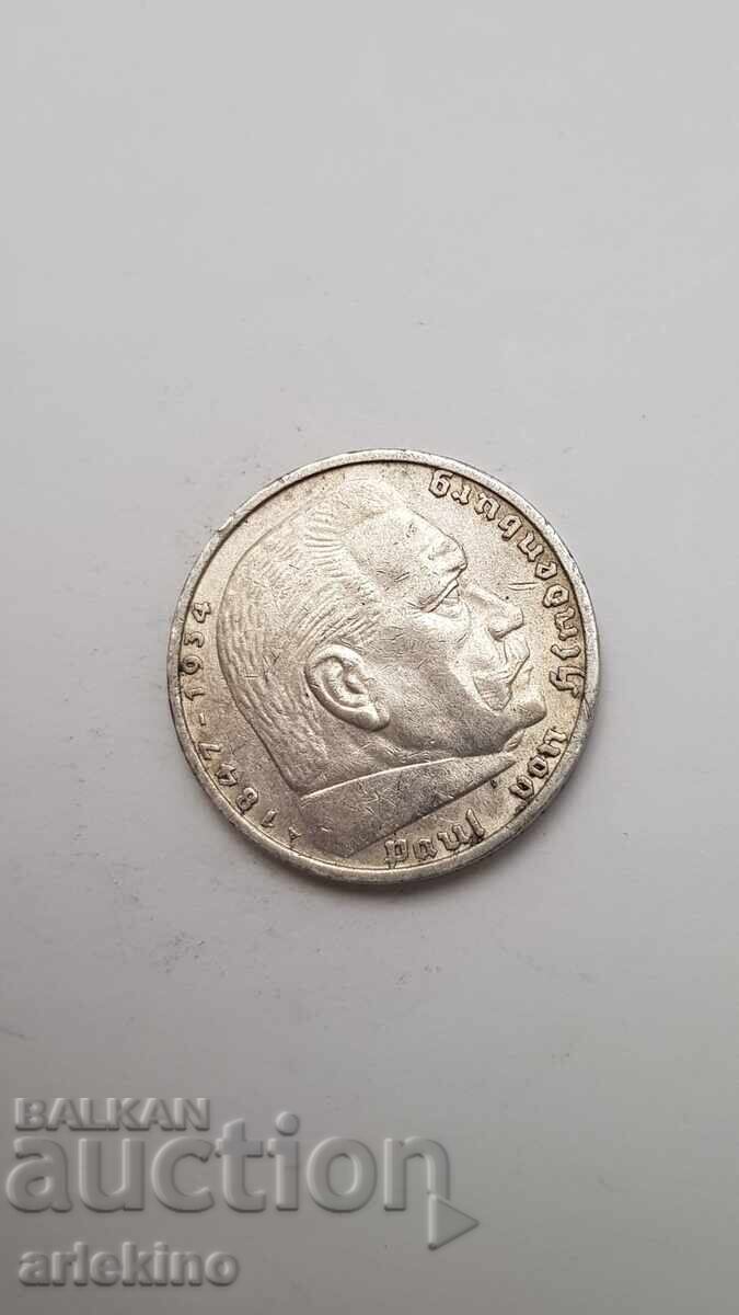 Сребърна монета 5 Райх марки 1936 год. Германия - 6 Сребърна монета 5 Райх марки 1936 год. Германия - 6