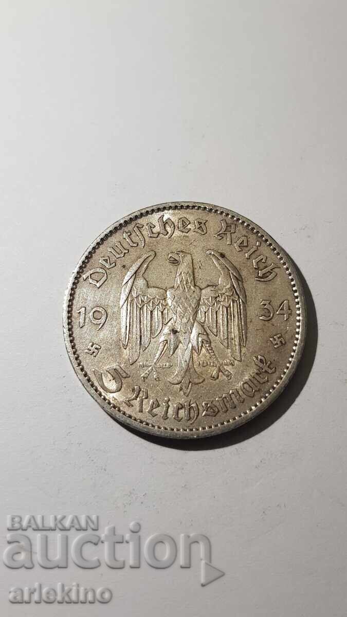 Licitație Monedă de argint 5 Reichsmarke 1934 Germania