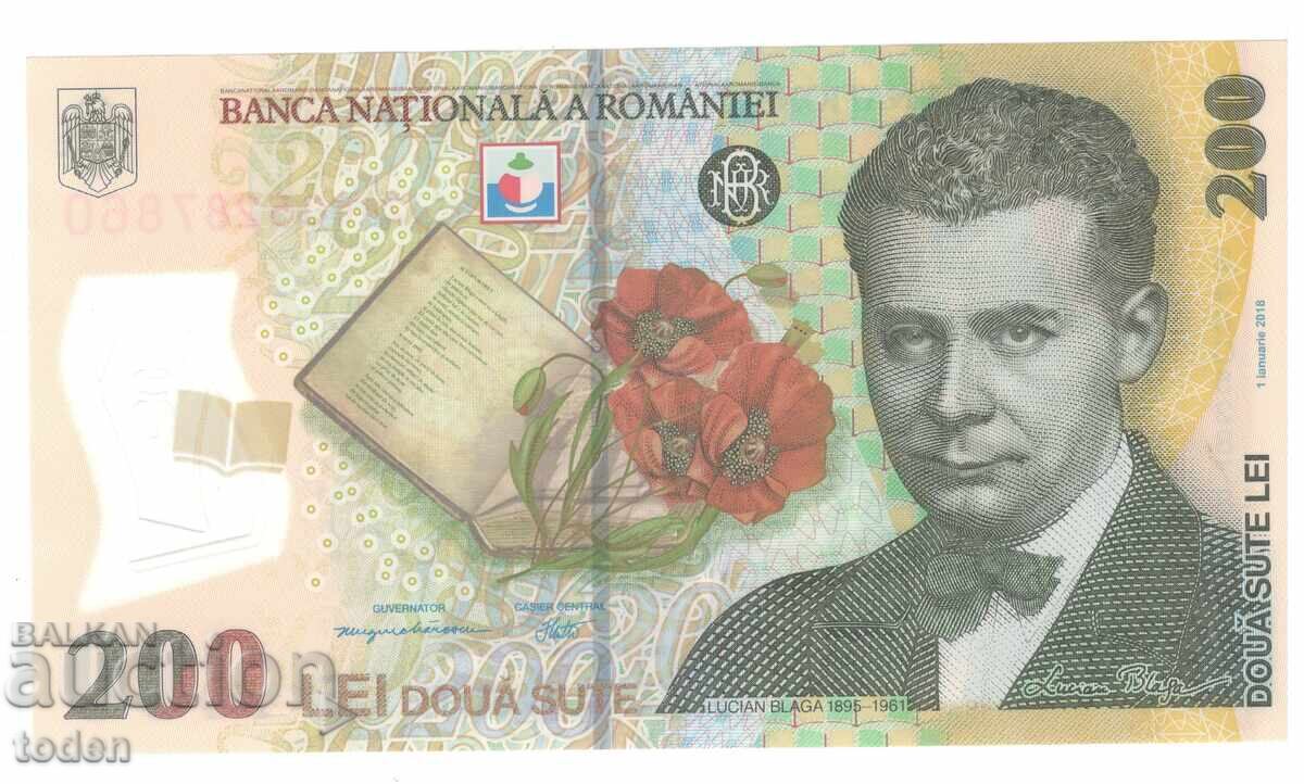 Romania - 200 Lei - 2024 - P# 122n - Coat of Arms with crown - Polymer