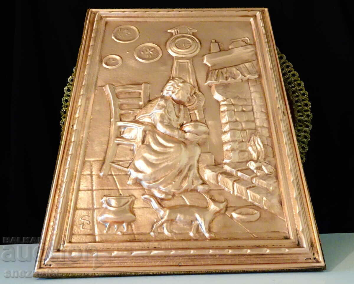 Авторско медно пано,релефна картина,дърво. с цена 39.00 лв. | € 19.94