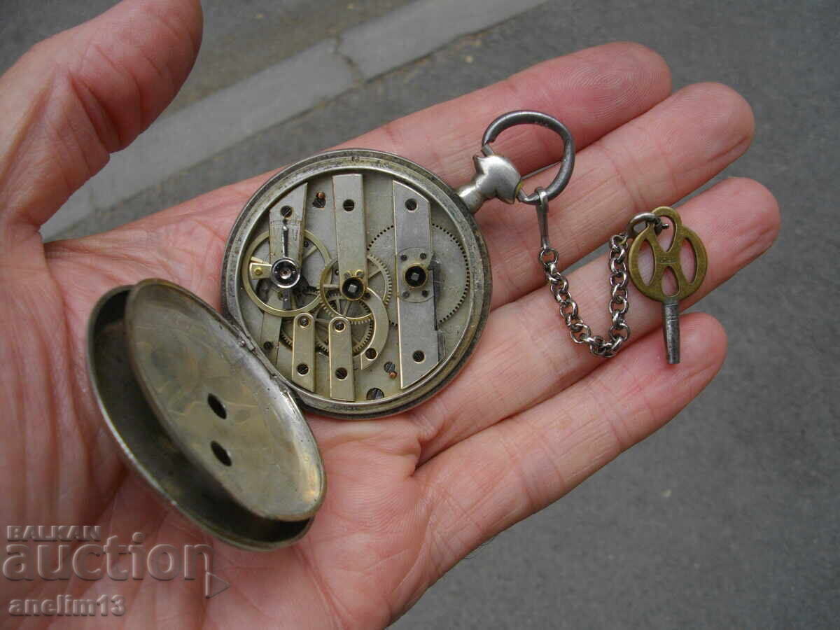 CEAS DE BUZUNAR DIN ARGINT VECHI CU CHEIE - 6
