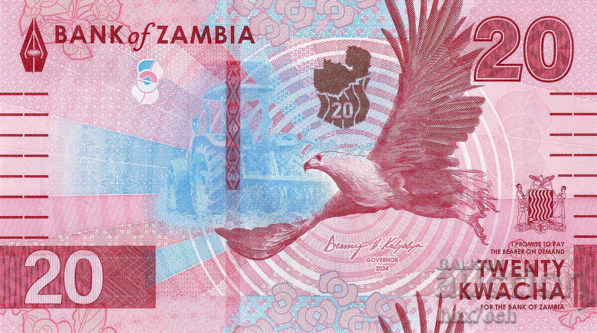 ❤️ ⭐ Zambia 2024 20 Kwacha UNC New ⭐ ❤️ with price 6.99 BGN | € 3.57