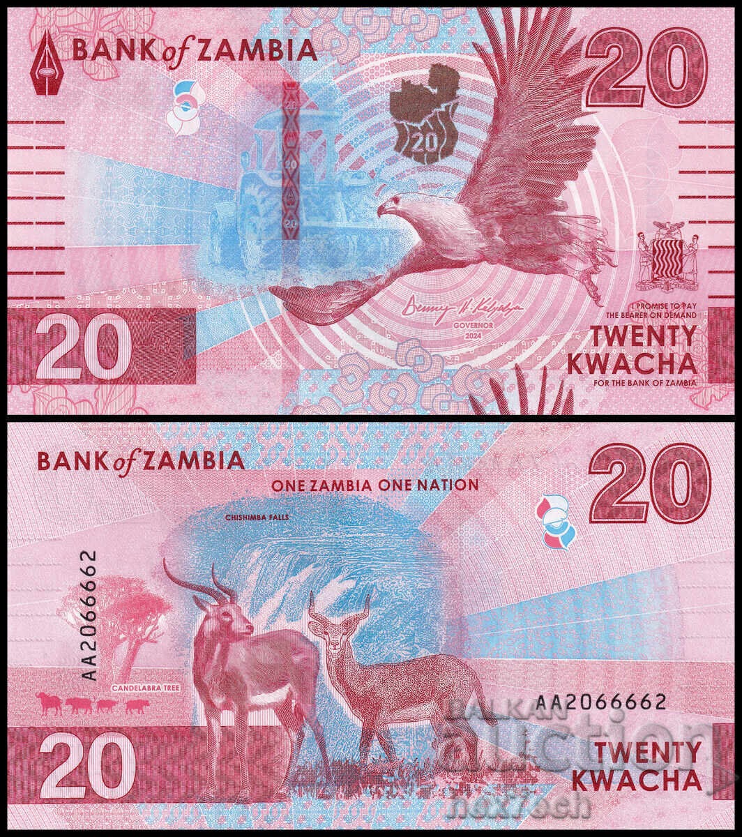 ❤️ ⭐ Zambia 2024 20 Kwacha UNC New ⭐ ❤️