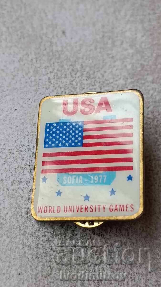 Badge World Trade University Games USA Sofia - 1977 Badge World Trade University Games USA Sofia - 1977
