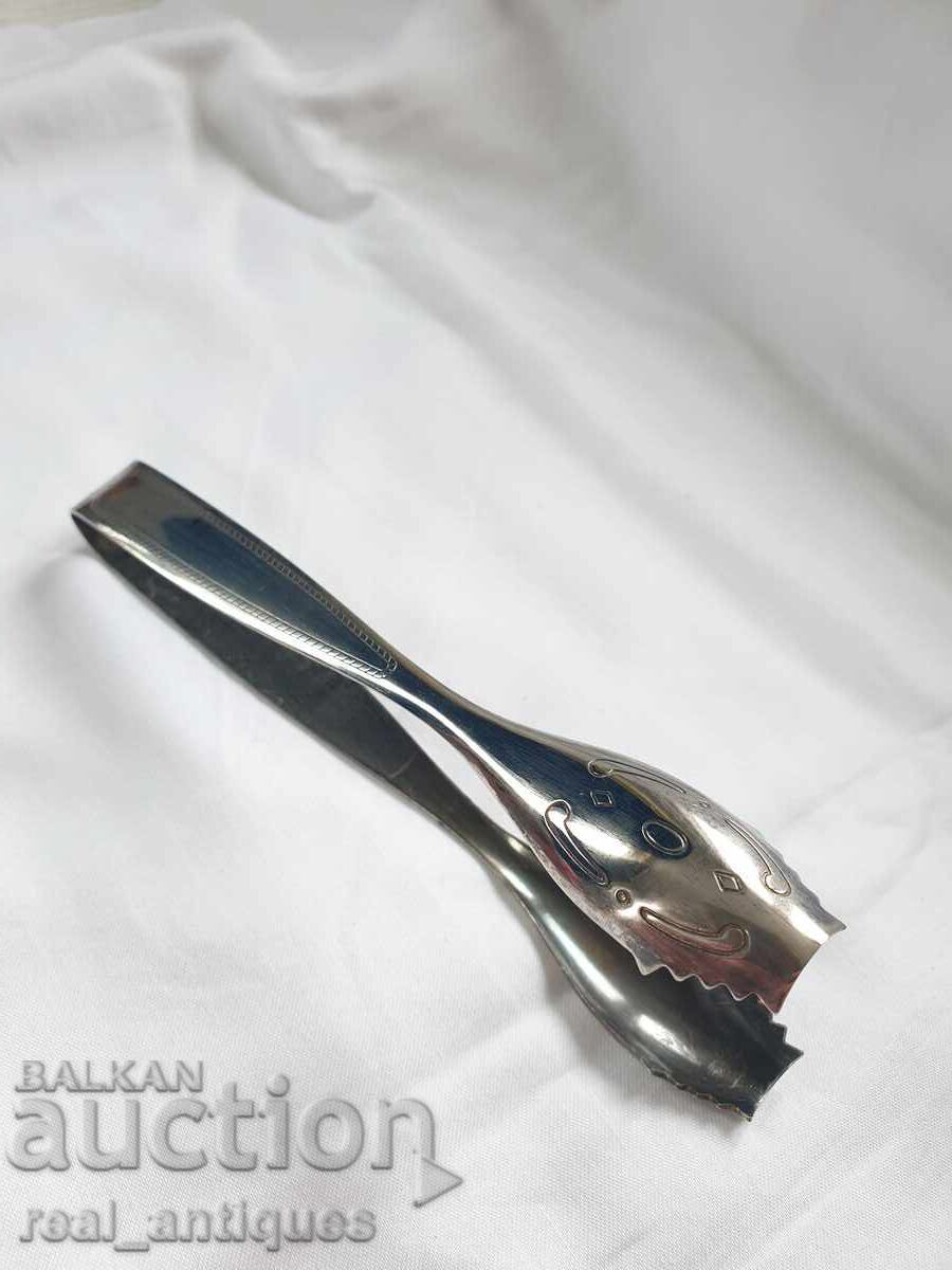 Silver-plated ice tongs