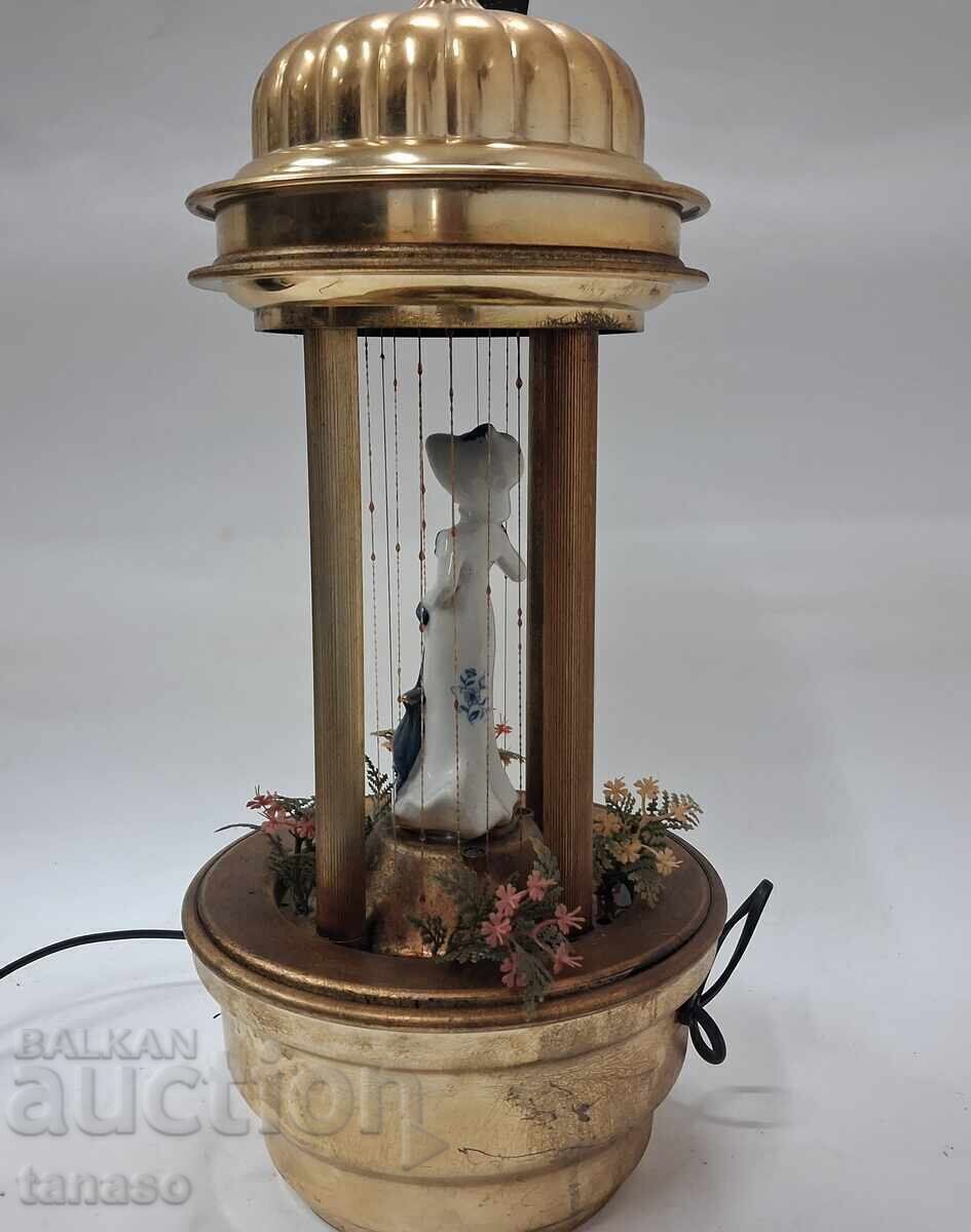 Large antique oil lamp with porcelain figure - 6