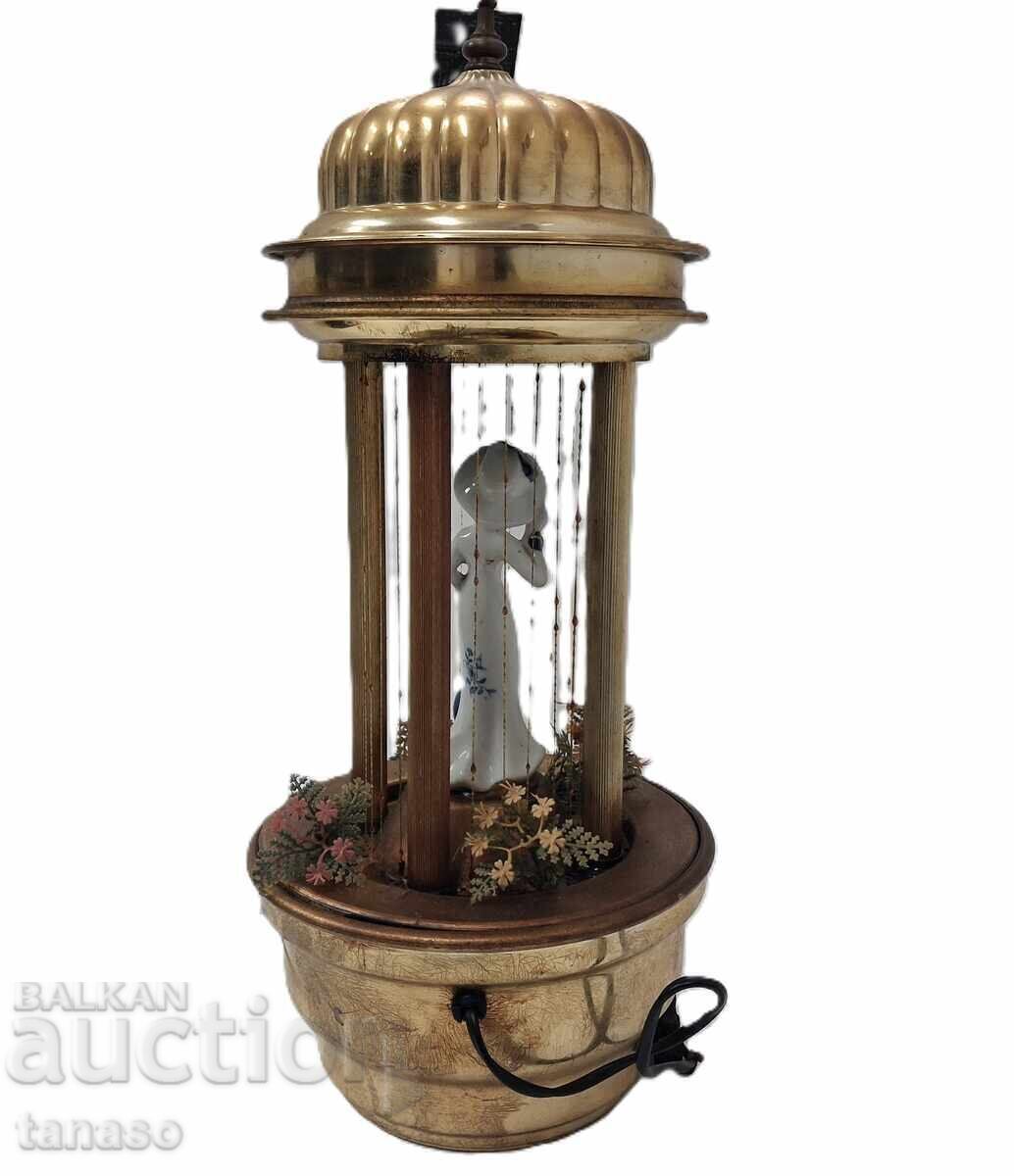 Large antique oil lamp with porcelain figure - 7