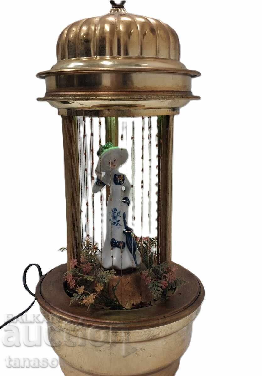 Large antique oil lamp with porcelain figure