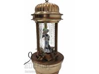 Large antique oil lamp with porcelain figure