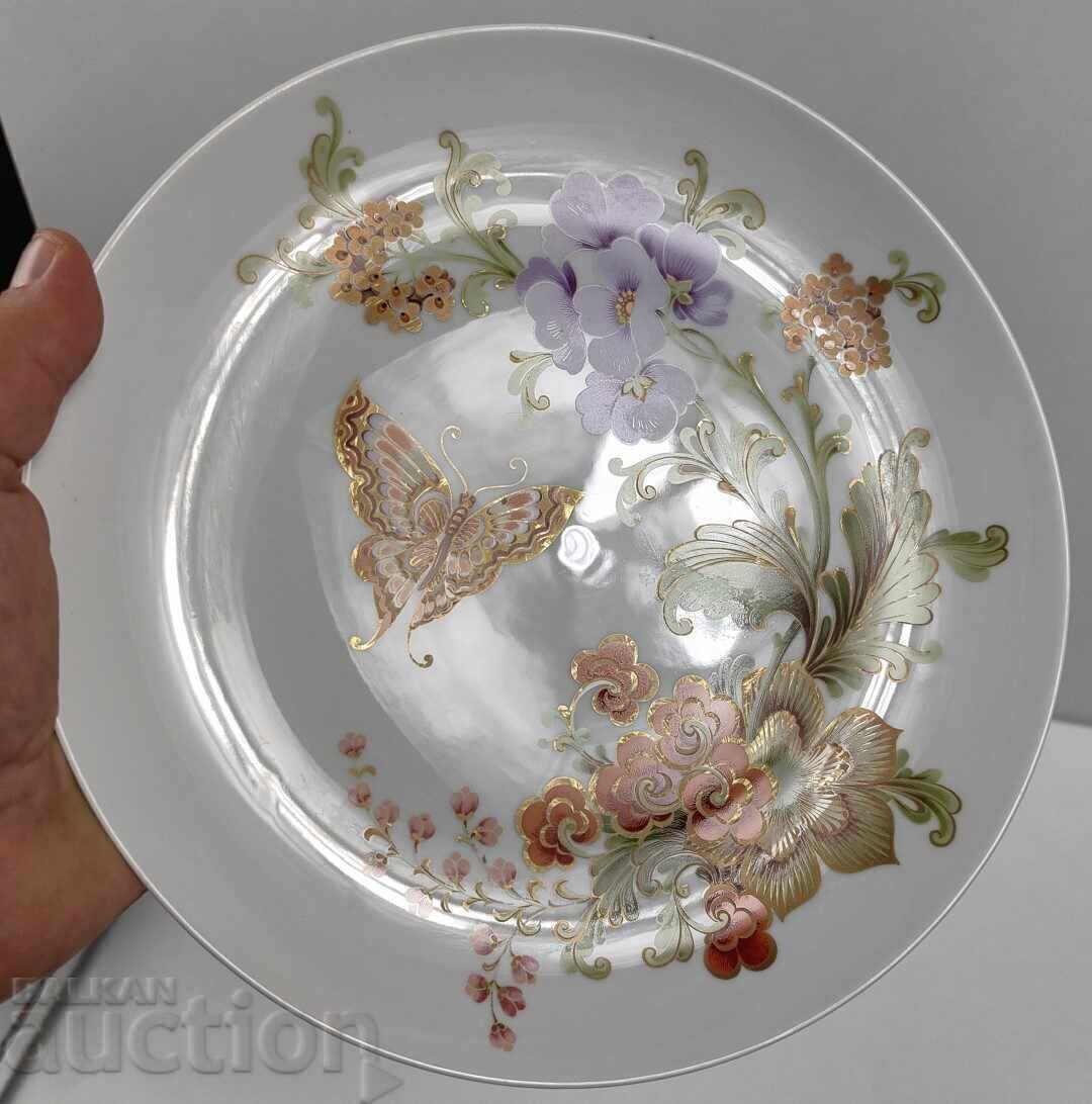 GOLD-PLATED BUTTERFLY COLLECTOR'S PORCELAIN PLATE, MARKED with price 40.00 BGN | € 20.45