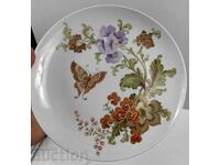 Farfurie de porțelan de colecție, placată cu aur, marcată