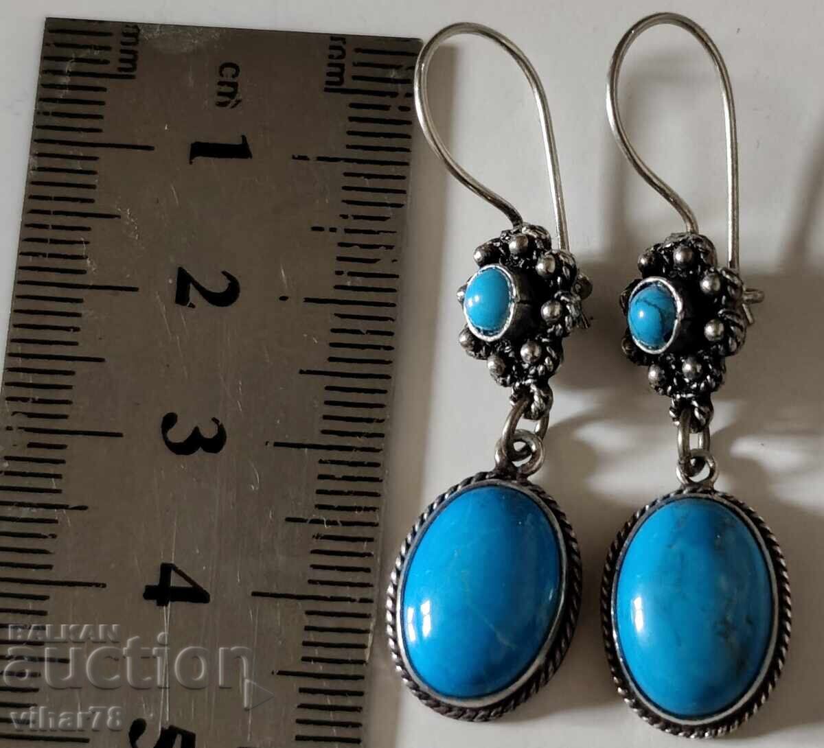 Παράδοση Ασημένια σκουλαρίκια με τυρκουάζ