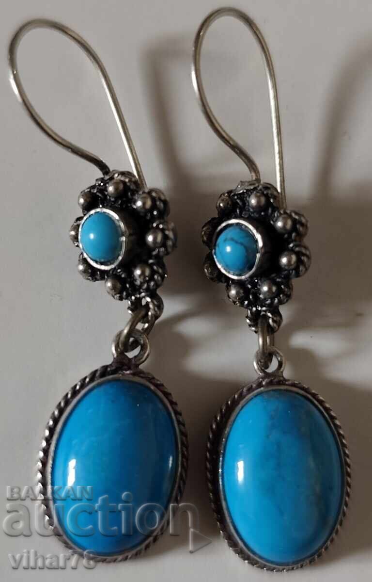 Ασημένια σκουλαρίκια με τυρκουάζ - 5