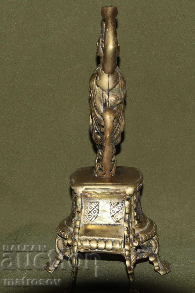 Παλιά ορειχάλκινη γλυπτική άγαλμα κηροπήγιο - 5