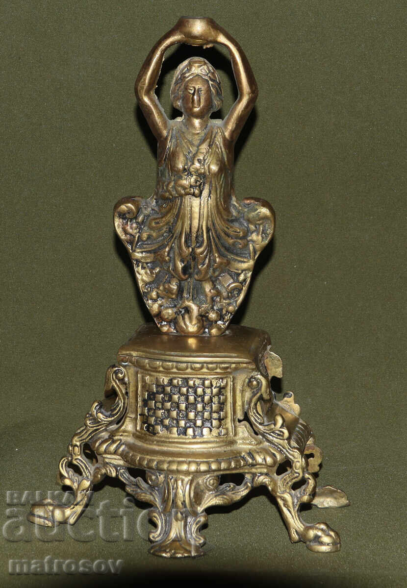 Παλιά ορειχάλκινη γλυπτική άγαλμα κηροπήγιο - 6