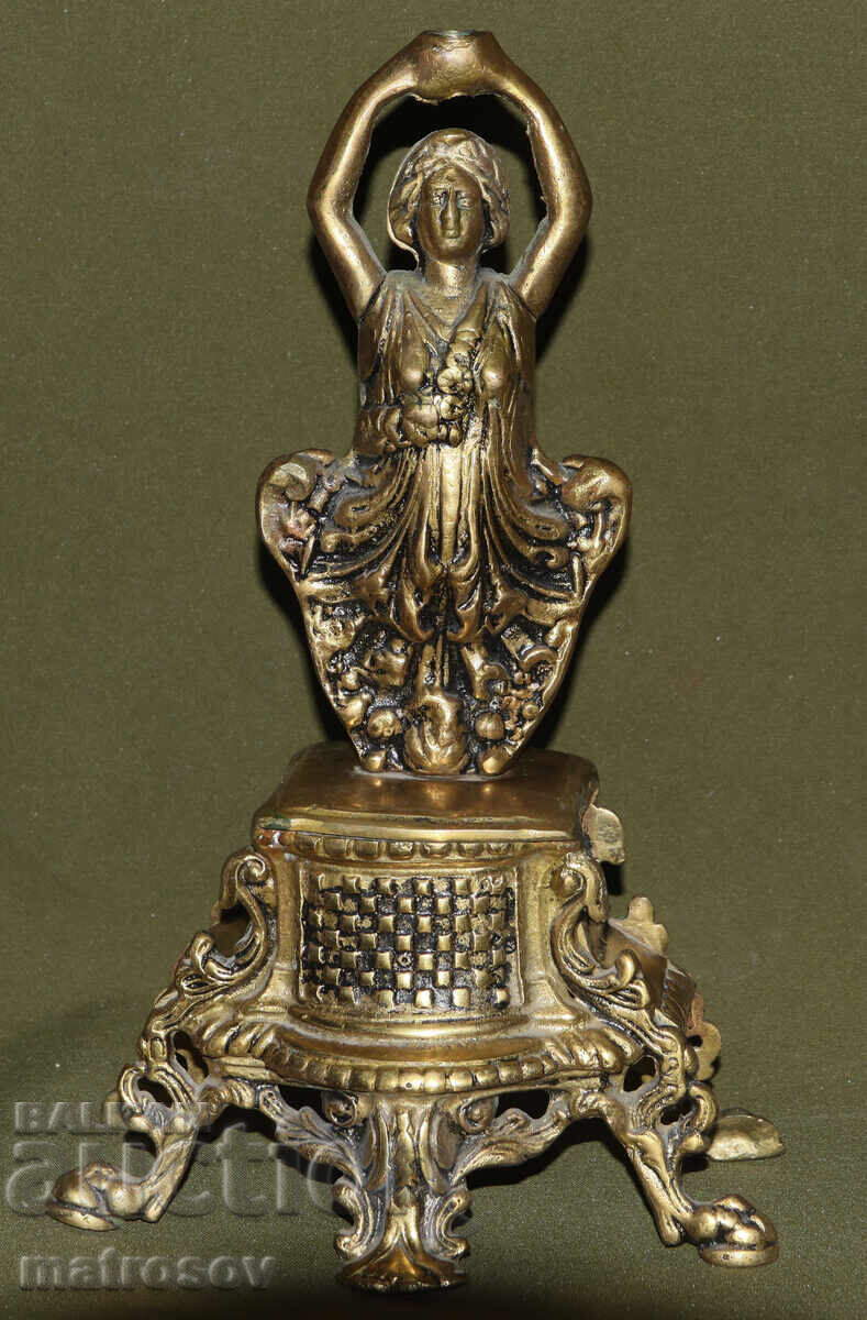 Παλιά ορειχάλκινη γλυπτική άγαλμα κηροπήγιο